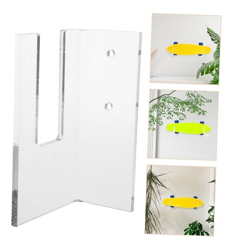 Toddmomy 1pair Clear Skateboard Wall Mount Rack Stylish and Horizontal Display Hanger for Room and Bedroom Storage