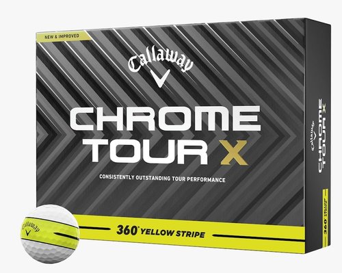 Callaway Golf Chrome Tour X 360 Stripe Golf Ball (Yellow)