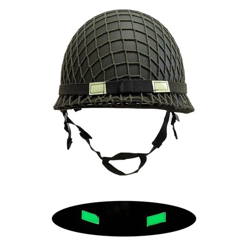 WW2 US Army M1 Helmet Replica with Net Cover Chin Strap & DIY Stickers