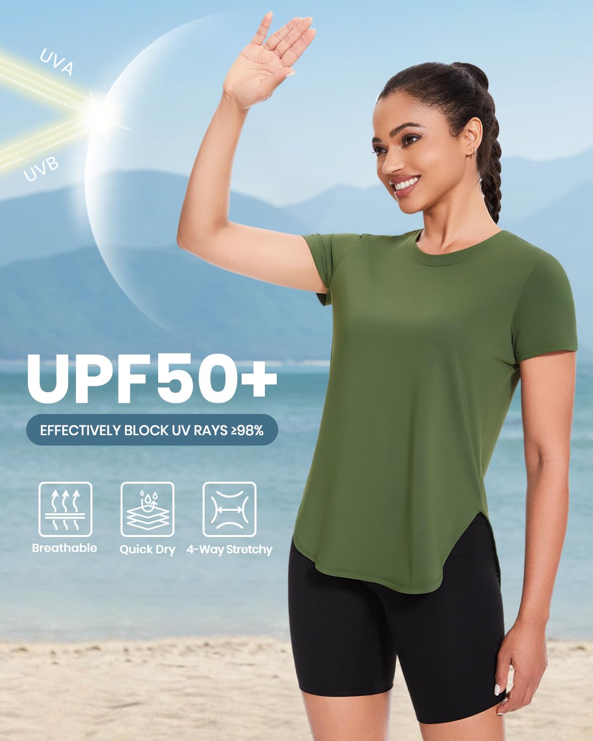 Cosy Pyro Workout Tops for Women Short Sleeve Black/Gray/White/Army XL