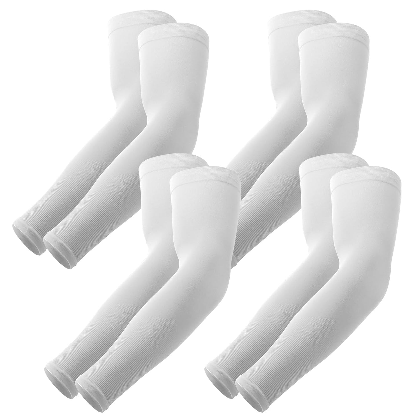 YESLIFE 4 Pairs UV Sun Protection Arm Sleeves for Men & Women, UPF 50 Sports Sleeve, Sleeves to Cover Arms (4 White