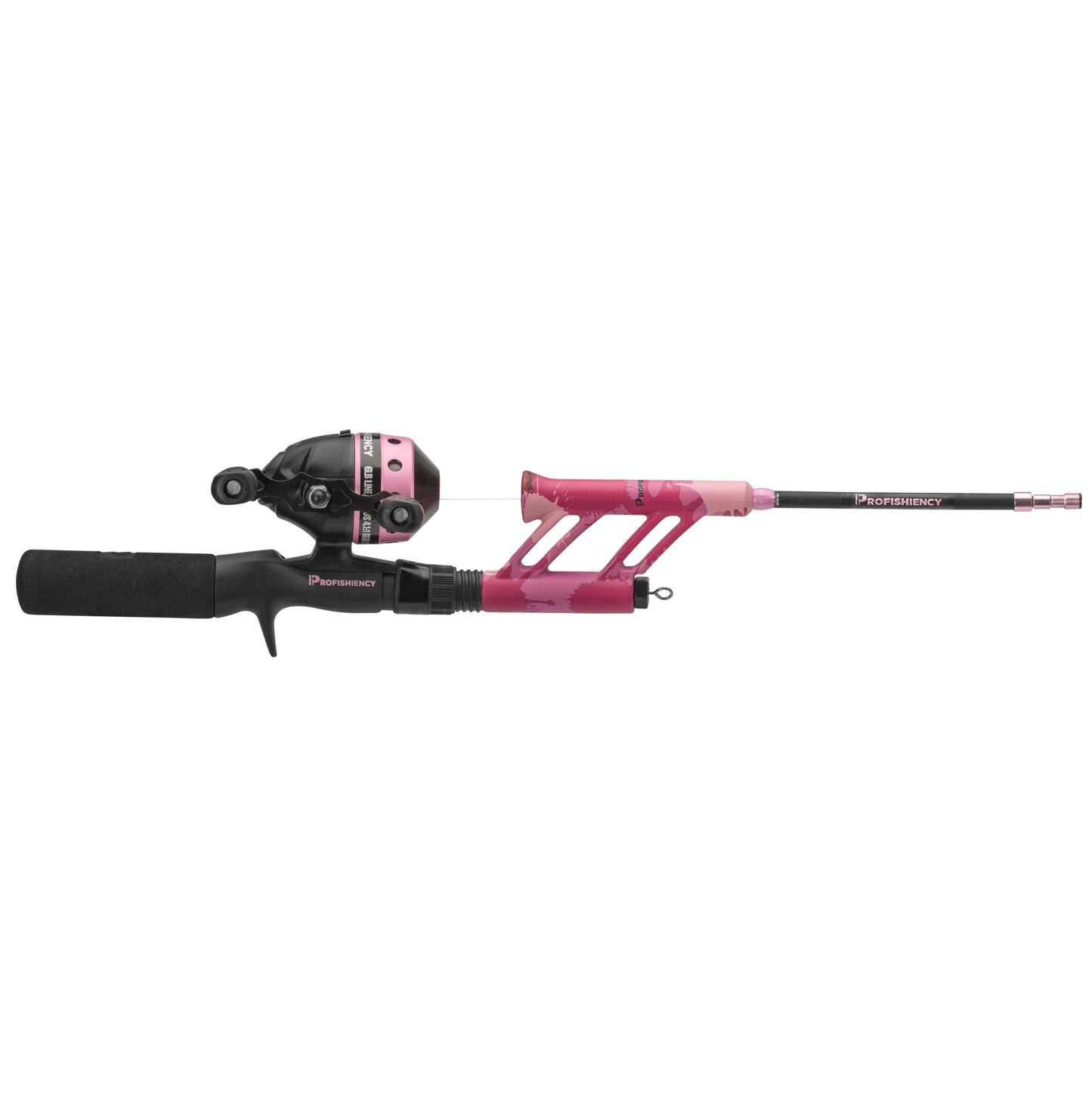 ProFISHiency Pink Splat Pocket Combo | 30” Light Action Tangle-Free Telescopic Fiberglass Rod | Micro Spincast Reel w/ 4.1:1 Gear Ratio | Pre-Spooled w/ 6lb Line
