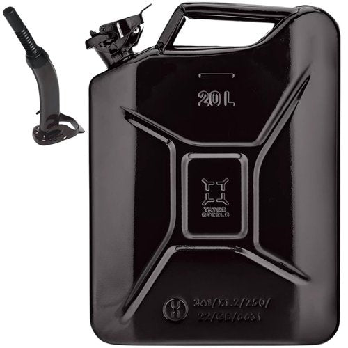 Yates Steel Metal Authentic NATO Container 20L with Spout for Liquids/Non-Potable Water, UN Approved, Tested in U.K-Black