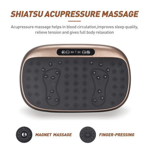 EILISON Atom Vibration Plate Exercise Machine - Full Body Vibration Plate for Lympathic Drainage with Acupressure - Home Fitness with Loop Bands for Weight Loss, 300lbs Capacity (Atom Brown)