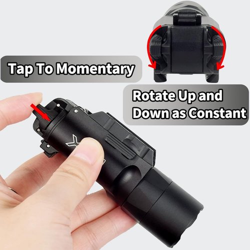 REKOWUOT Tactical Flashlight Weapon Light Pistol Flashlight Picatinny Flashlight Black