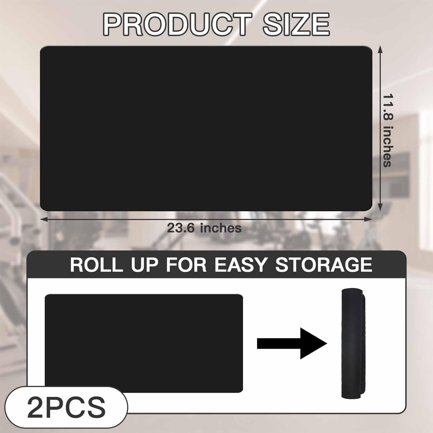 2-Pack Non-Slip Exercise Bike Mat for Peloton & Concept 2 Rower - Protects Hardwood Floors & Carpets - Gym Equipment Mat for Spin Bikes, Trainers, Home Workouts (11.8 inches x 23.6 inches)