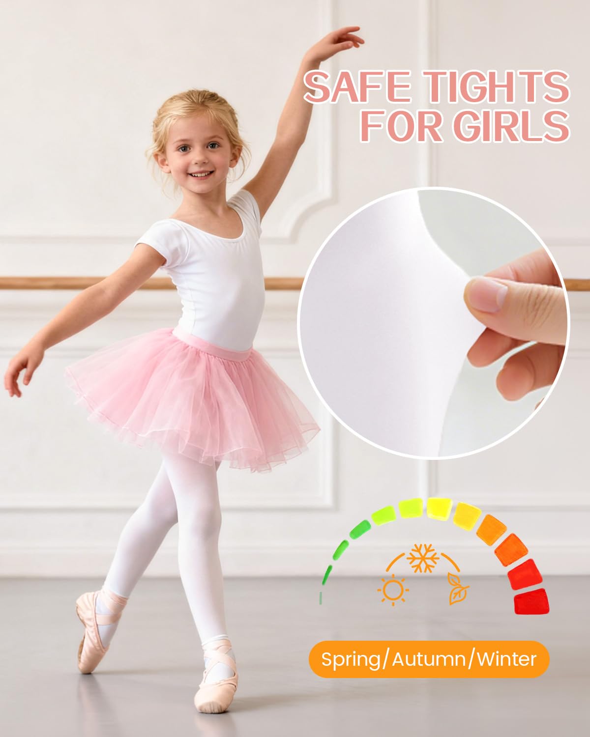 Century Star Toddler Ballet Tights White for 1-3t Girls-Soft Footed Dance Tights Leggings