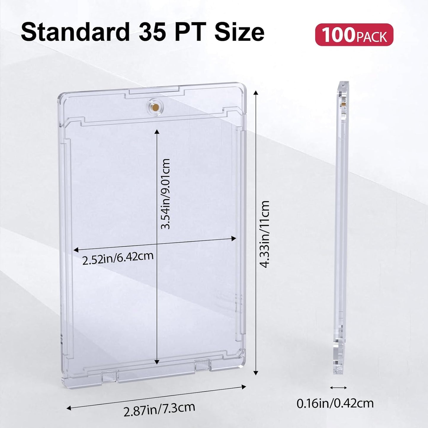 100ct Magnetic Card Holder, 35pt One Card Touch Holders for Trading Cards, U-V Protection Card Display Case Protectors Sleeves Hard Plastic Cover for Sports Game