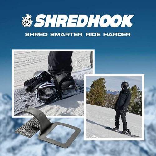 The SHREDHOOK Snowboard Hook w/Stomp Pad - Experience Stability When not Engaged in The Rear Snowboard Binding. This Gives The Rider Added Control While Getting Off Lifts and Traversing The Mountain.