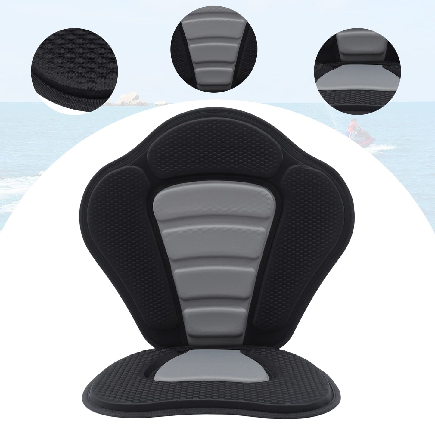 Kayak Seat Deluxe Padded Canoe Backrest Seat Sit Canoe SUP Seat Fishing Boat Seats with Back Support & Storage Bag for Kayaking Canoeing Rafting Fishing