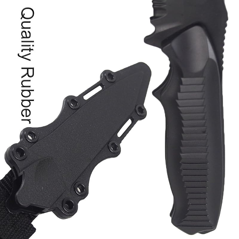 Tactical Rubber Trainer Knife Combat Bayonet with Scabbard/Sheath - 11.8in Black (Variation: 1pcs Rambo-Black)