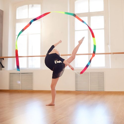 Bremorou 4Pcs Ribbon Dancer Wand For Kids,78.74 Inch Rhythmic Gymnastics Ribbons Dancer Wand With Rod, Soft Rainbow Ribbons Twirling Dance Streamers, Baton Stick Twirling for Kids Girls Adults
