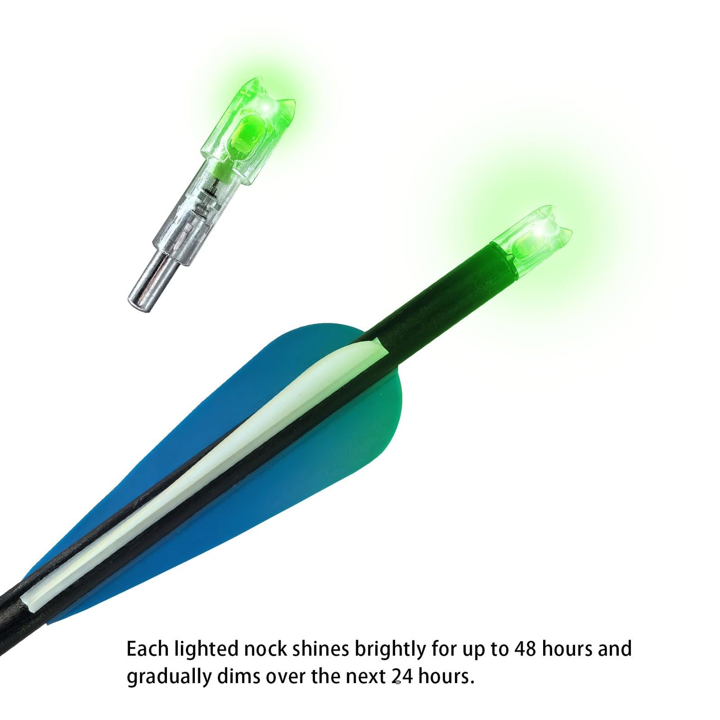 xxiaojun 18PCS Lighted Nocks for Crossbow Arrows with .252 .285 .297 .300 .305 Inside Diameter,High Visibility Led Arrow Nocks,Half-Moon Light up Knocks for Archery Hunting.