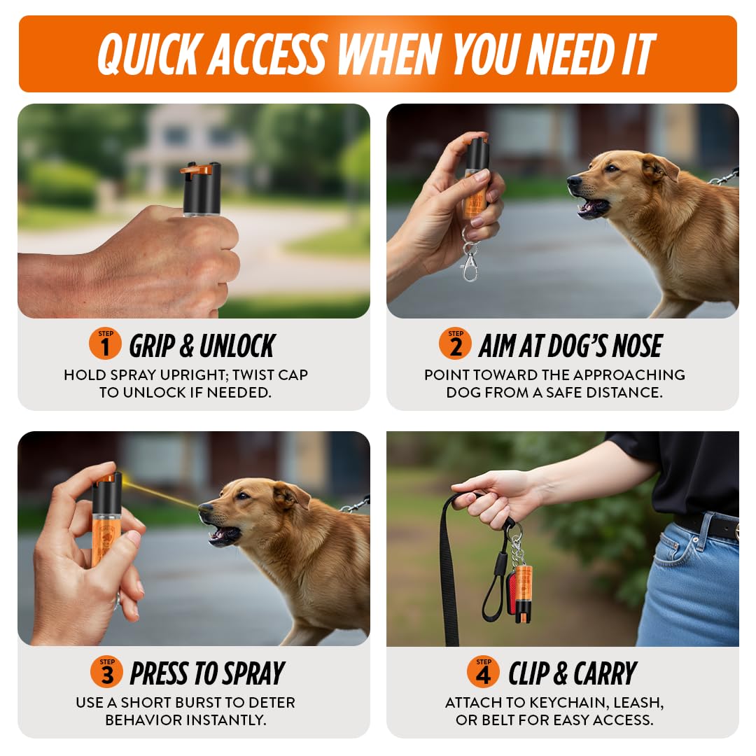 Citronella Dog Deterrent Spray, Dog Spray Self Defense, Training and Barking, Long-Range Dog Repellent, Portable Canister (0.5oz / 2oz)