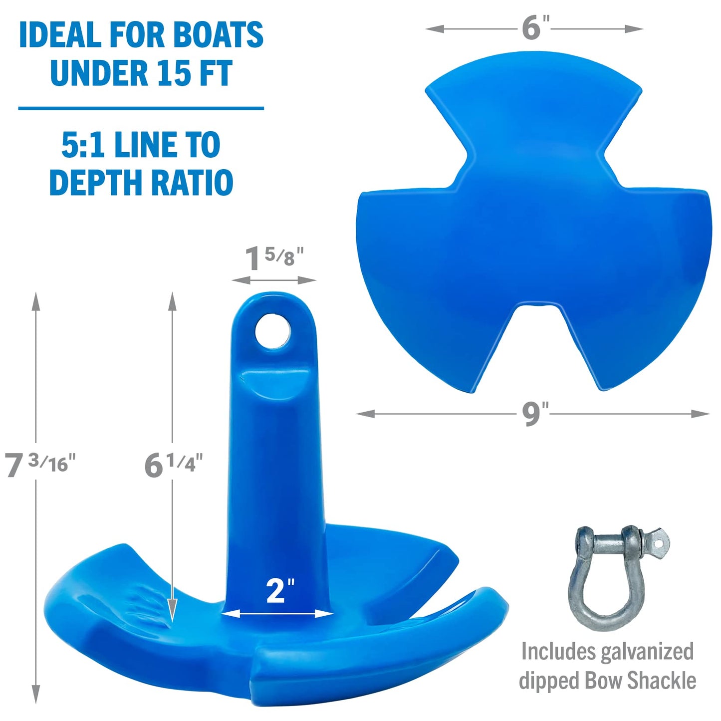 Better Boat River Anchor 12 lb for Boats Up to 15 Ft, Vinyl Coated Cast Iron Mushroom Anchor with Bow Shackle for Lakes Rivers Mud Bottom