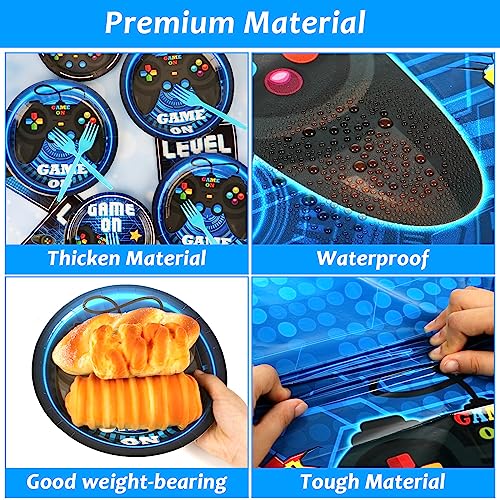 Video Game Party Supplies Tableware Set for 24 Guests - Plates, Napkins, Tablecloths