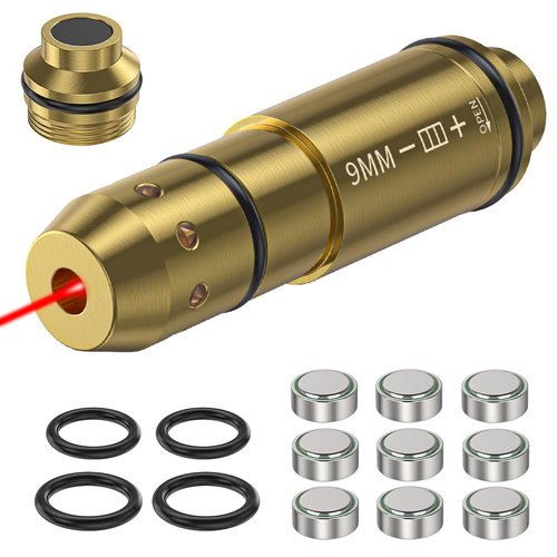 VANTARA 9mm Laser Training Cartridge for Dry Fire Laser Training Brass Shell with 3 Set Batteries
