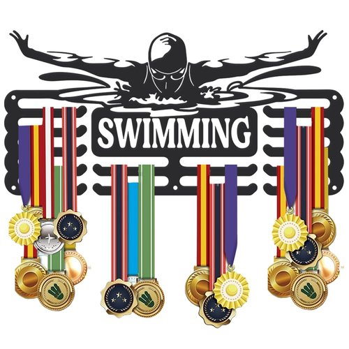 SUPERDANT Swimming Medal Hanger Swim Medal Holder Personalised Medal Rack for Swimmer Upgraded Large Capacity Medal Hangers Metal Medal Display for Boy Son Grandson Gifts