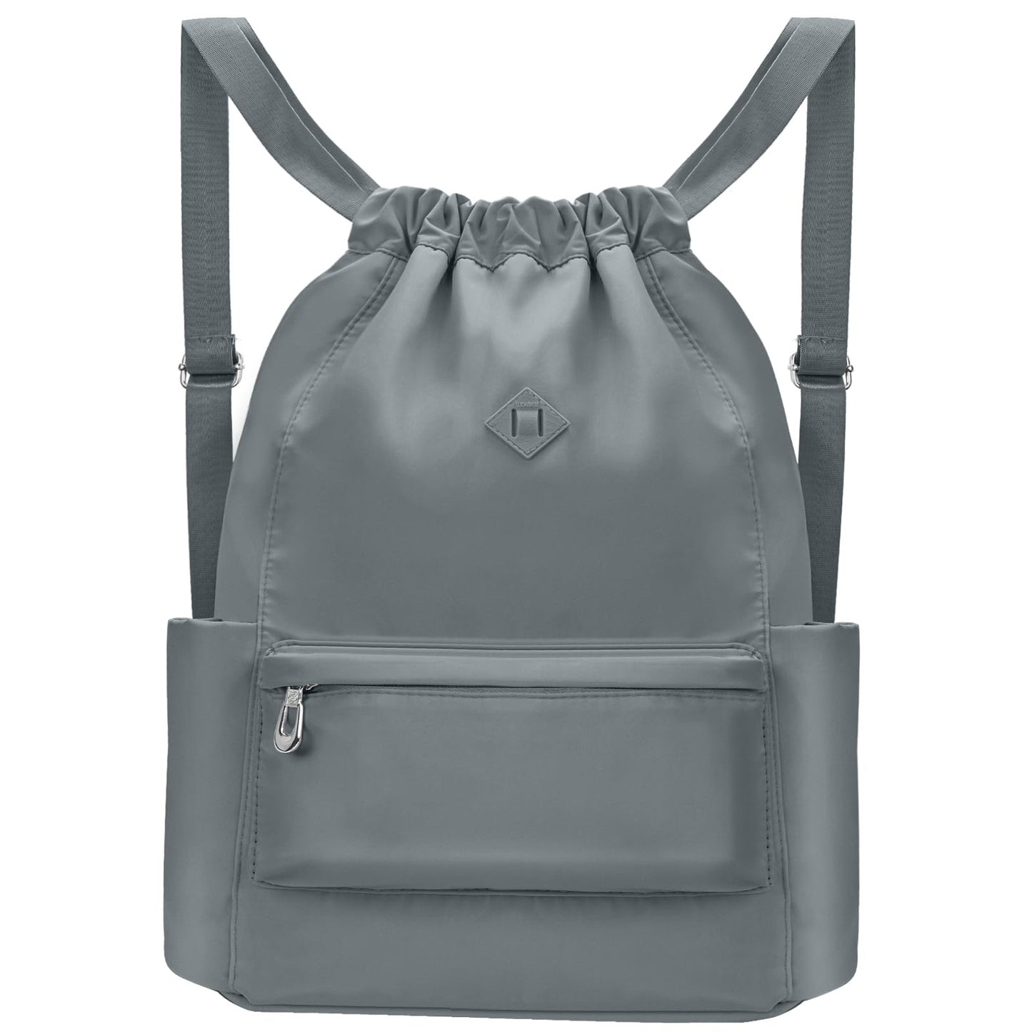 BAVELOE Drawstring Backpack with Wet Pocket Gym Backpack Water-Resistant Cinch String Bag Beach Swim for Women Men (Grey)