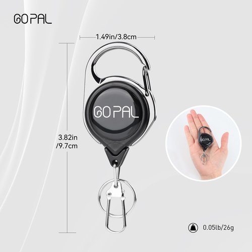 Gopal Fly Fishing Zinger Retractor: Retractable Keychain with 27.5" Durable Cord Badge Reel Lanyard - Fishing Rod Tether Accessories and Gear, 6 Pack