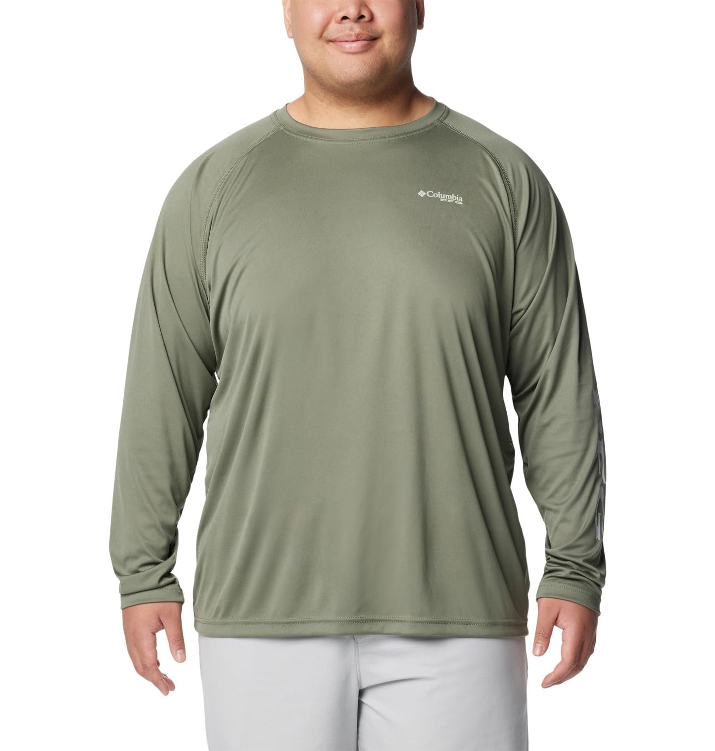 Columbia Men's PFG Terminal Tackle Long Sleeve Fishing Shirt, Cypress/Cool Grey Logo, Large Tall