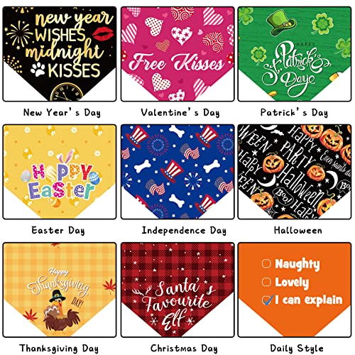 Cute Holiday Dog Bandanas Set - Adjustable Washable Large Dog Accessories