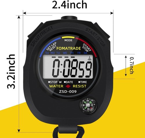 FomaTrade Waterproof Stopwatch,Digital Stopwatch Timer,Sport Stop Watch,Interval Timer with Large Display (1) (1)