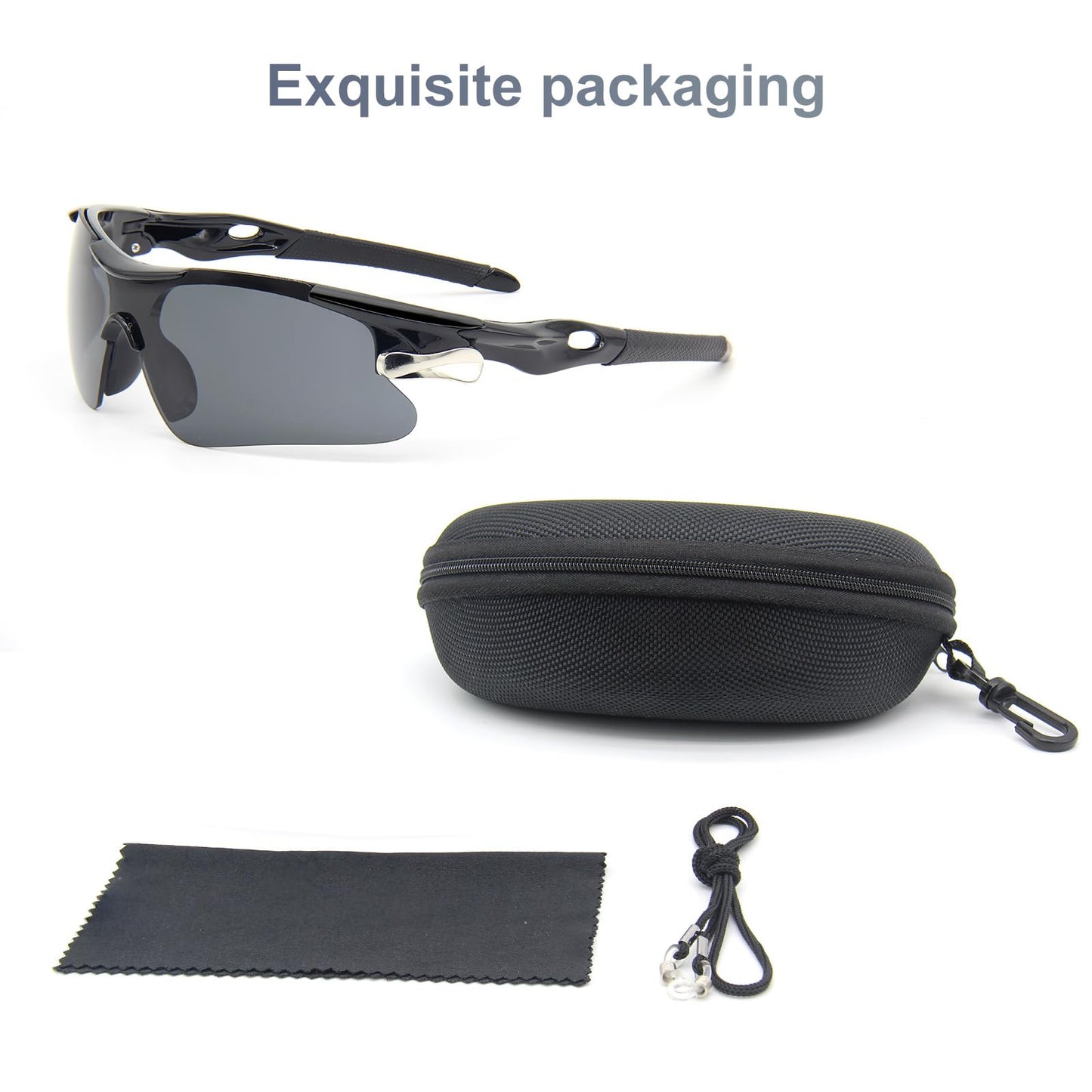 ZOSIMP Unisex Sports Sunglasses UV400 Protection Shatterproof Lenses Windproof Lightweight Frame for Running Cycling Mountain Climbing Outdoor Activities（Black）
