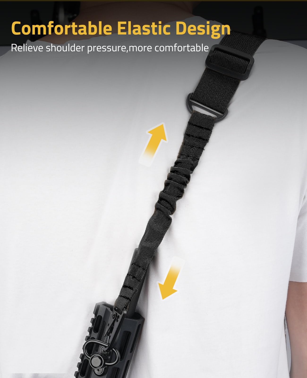 CVLIFE Two Points Sling with Length Adjuster Traditional Sling with Metal Hook for Outdoors Black