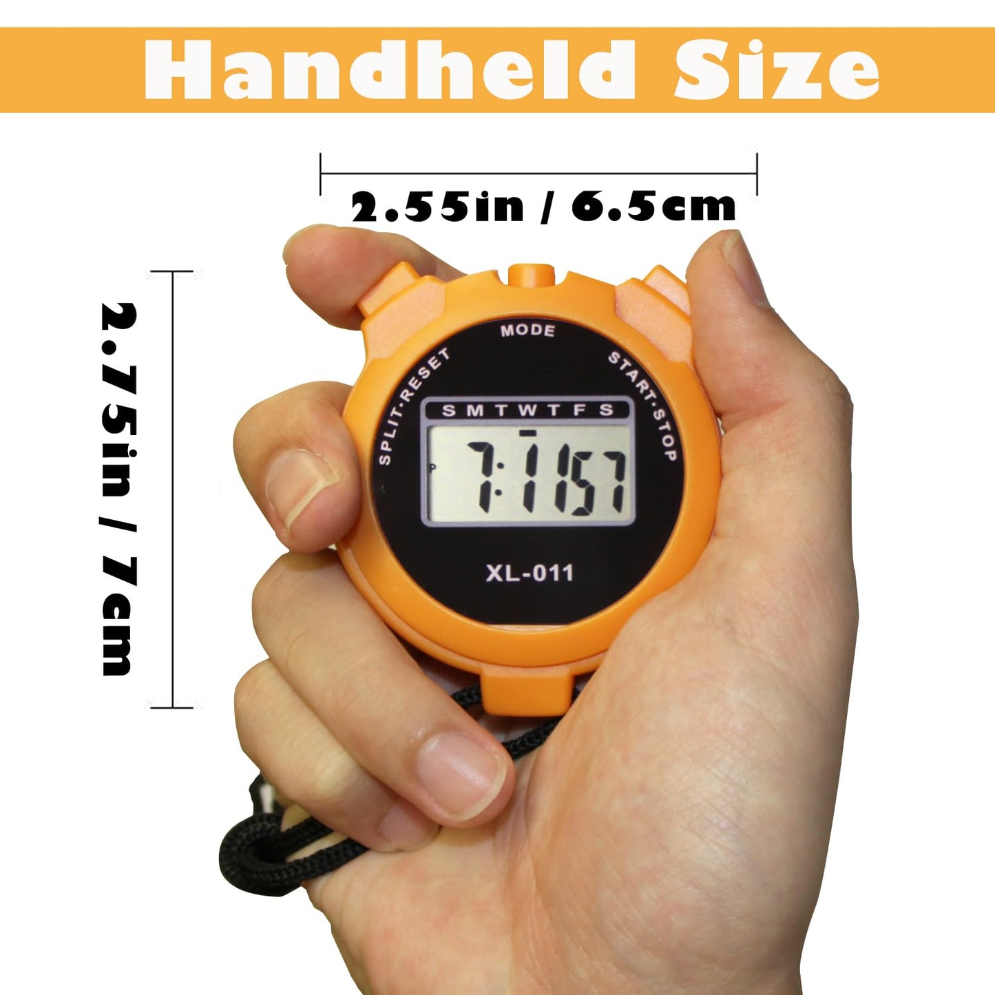 2-Pack Multi-Function Electronic Digital Sport Stopwatch Timer, Large Display with Date Time and Alarm Function, Sports Coaches Fitness Coaches and Referees Orange