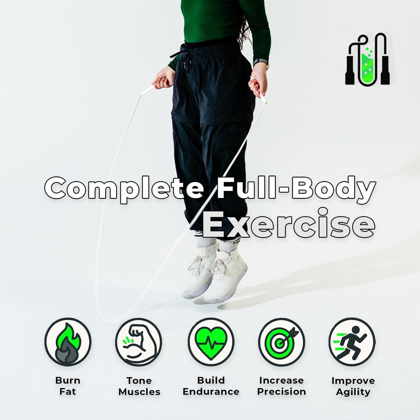 Jump Rope for Men and Women | Adjustable 10ft Skipping Rope | Freestyle/Speed Rope for Fitness, Cardio & Speed Training | Ergonomic Handles | 5mm Durable Cord | Tangle-Free