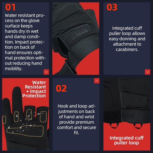Seibertron S.O.L.A.G-T Tactical Three Fingerless Gloves - Quick Dry Non-Slip Tactical Gloves for Outdoor Activities Black M