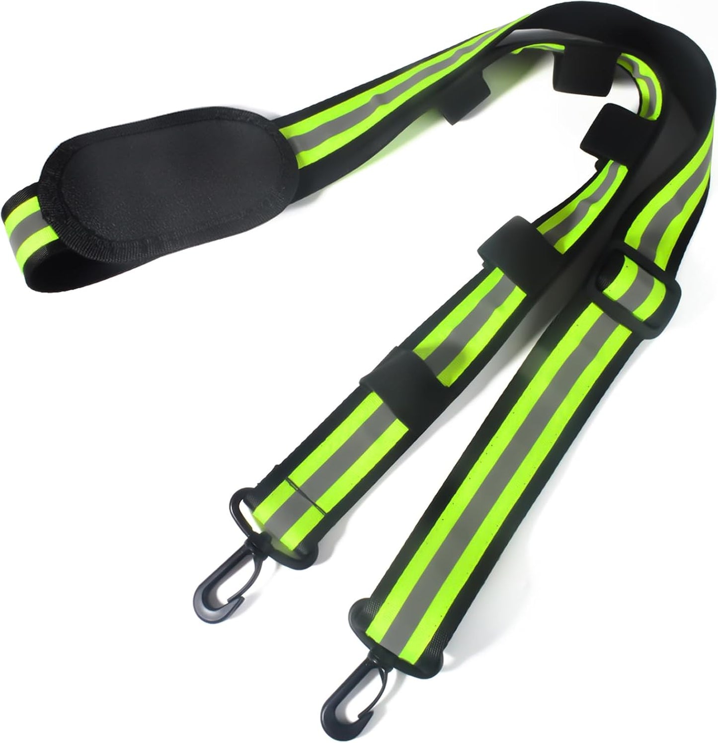 HYS 4.99ft Reflective Adjustable Shoulder Strap with Elastic to Secure Handheld Radio Mic clip - Thick Padded Non-Slip Design for Walkie Talkie Holsters & Crossbody Bags - Durable Swivel Hooks