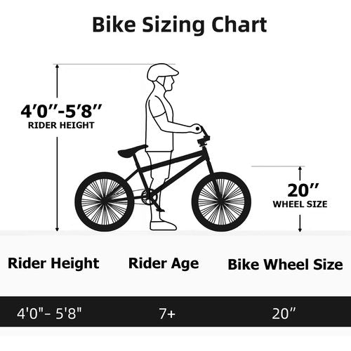 WEIZE Freestyle BMX Bike, 20 inch Trick Bicycle for Kids, Hi-Ten Steel Frame, 360 Degree Rotor Freestyle, 4 Pegs Single Speed Teen Bike for Boys Girls & Beginner-Level to Advanced Riders, Matte Black