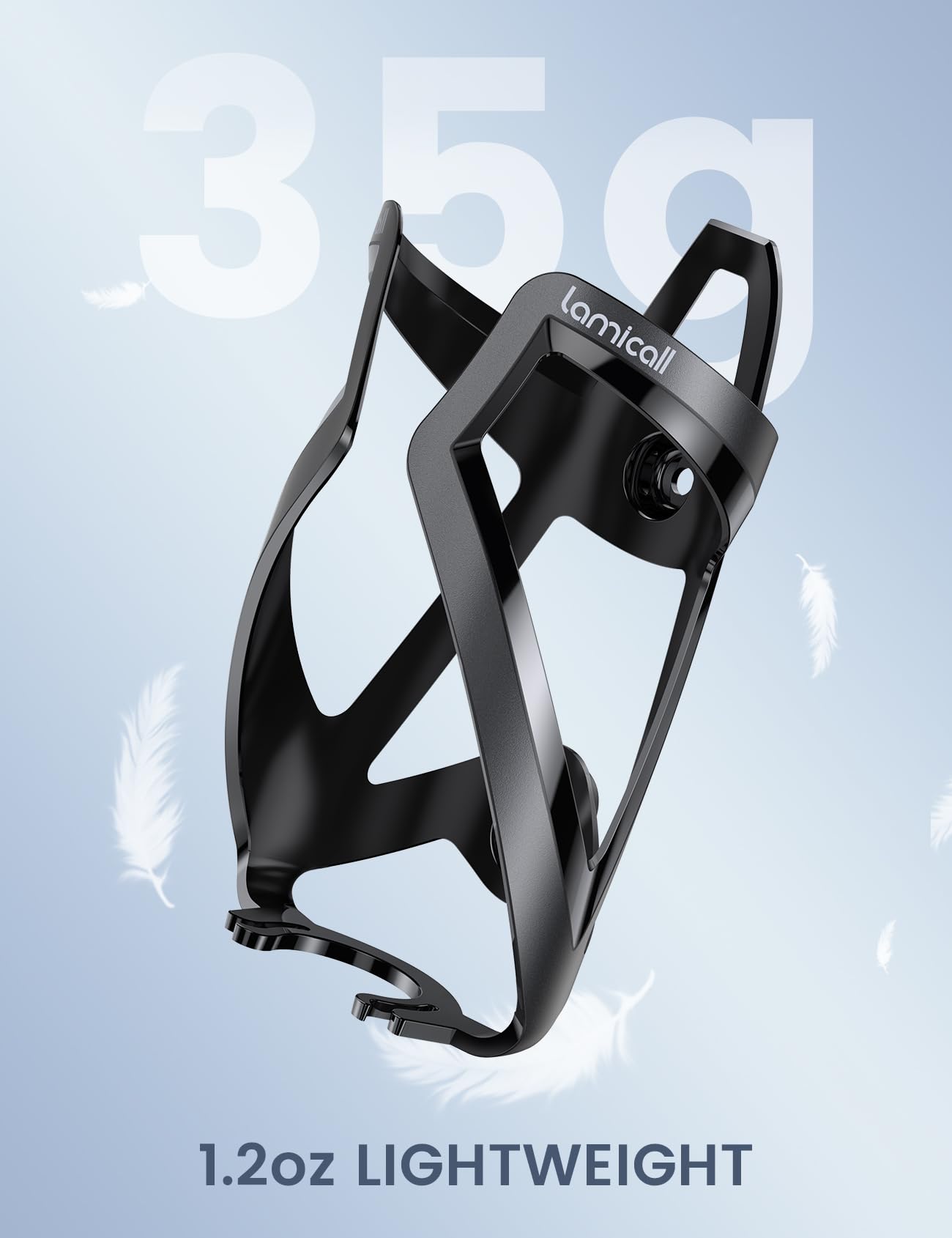 Lamicall Bike Water Bottle Holder - 1.2 Oz Ultralight & Sturdy Bike Cup Holder, Bicycle Drink Cage, Cycling Bike Water Bottle Cage with Screw Tool, for 2.75-3.94" Diameter Bottles
