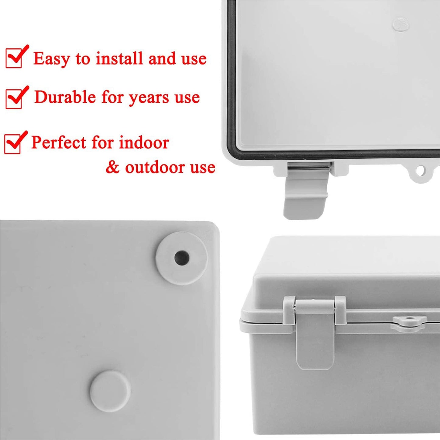 Sunnyglade ABS Plastic Dustproof Waterproof IP65 Junction Box Universal Durable Electrical Project Enclosure with Lock (3.9"x5.9"x2.8")