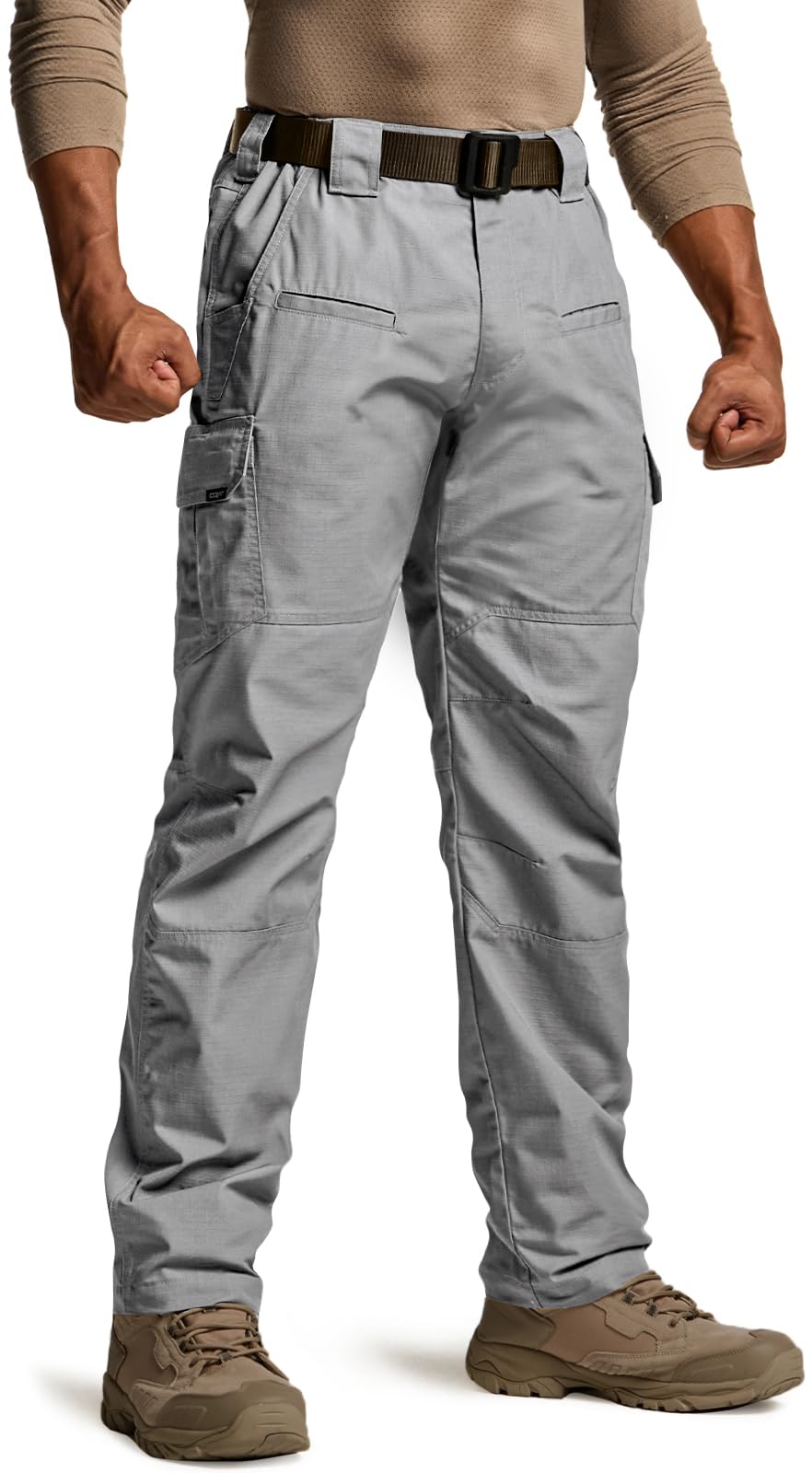 CQR Men's Tactical Pants, Water Resistant Ripstop Cargo Pants, Lightweight EDC Work Hiking Pants, Outdoor Apparel, Raider Stone, 34W x 34L