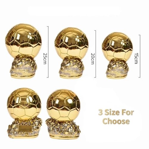 SUSANMAISON Golden Ballon Football Championship Prize Trophy Customizable Player Award Soccer Replica Fan Collectible Birthday Gift (25cm/9.8inch)