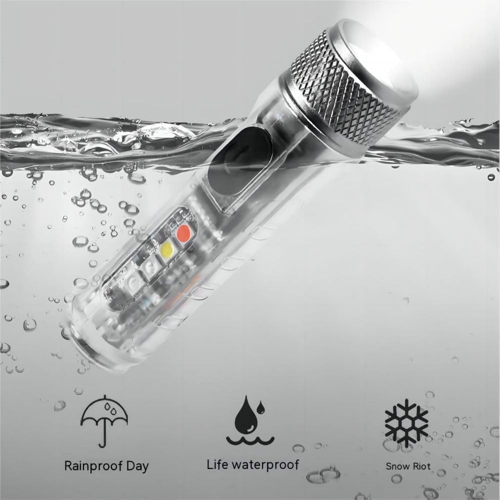 Dewould Mini USB-C LED Keychain Flashlight,Instantaneous On,Lock Mode,400 Lumen Mini Rechargeable Flashlight with EDC Small Size,10 Modes,Perfect for Gift Camping Emergencies Outdoor(White)