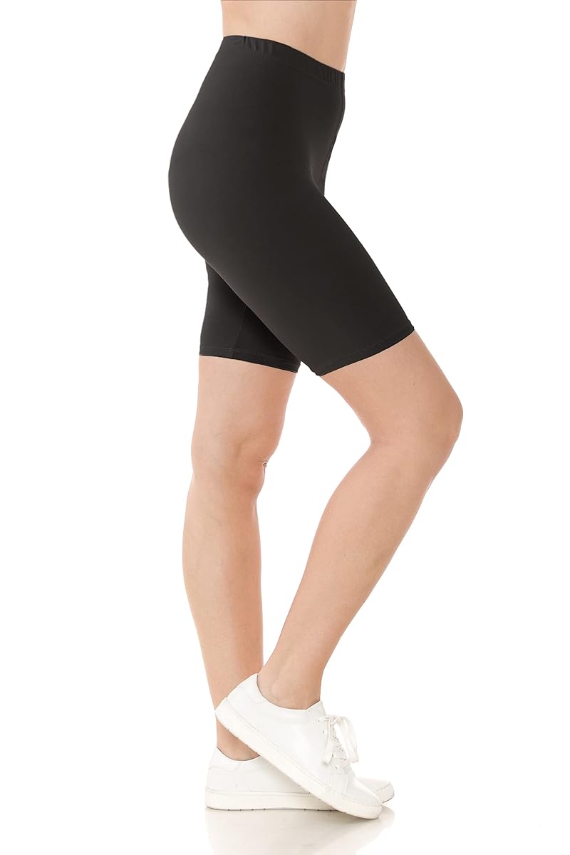 Black 1X Leggings Depot Women’s Biker Shorts - Peach Skin 4-Way Stretch