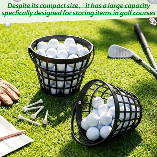 Teyva Daily Black 4-Pack Golf Ball Baskets - Holds 25 Balls, Unbreakable Plastic, Portable Range Practice Storage