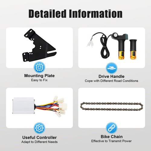 siohdagu 250W Electric Bike Conversion Kit with Freewheel, Universal 24V ATV Motor Kit, with Brush Controller, Toothed Disc, Twist Throttle, High-Performance E-Bike Tool(Black, Silver)