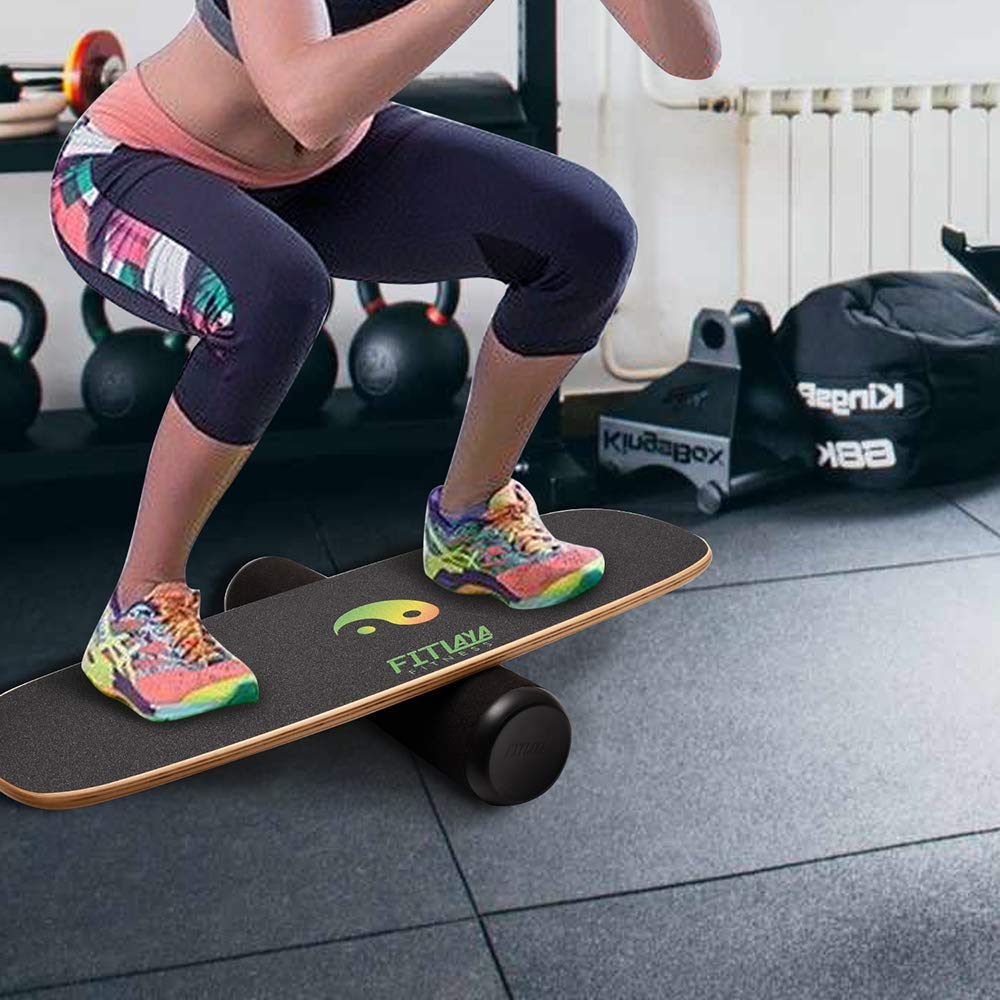 Fitlaya Fitness Balance Board Trainer Wooden Training Equipment for Fitness Workout, Hockey‎, Skateboarding, Surfing and Snowboarding (YING YANG)