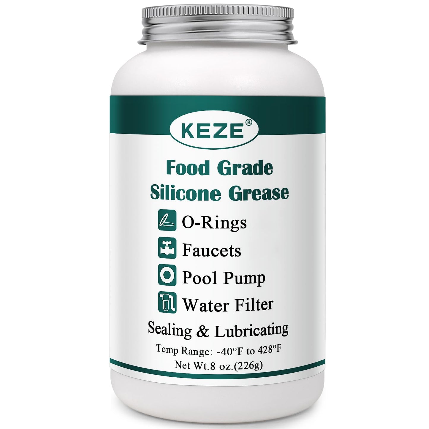 KEZE Pool Lube for O Ring Food Grade Waterproof Silicone Faucet Grease for Pool Filter Plumbing Plastic Parts Gasket Valve Rubber Seals Paste with Brush Top Can 8 OZ