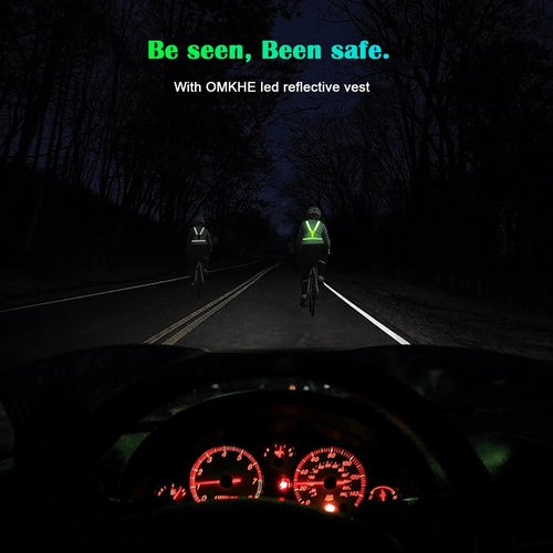 LED Reflective Vest Running Gear, Lights Up Vest Rechargeable, High Visibility Reflective Running Gear for Night Walking Cycling Jogging