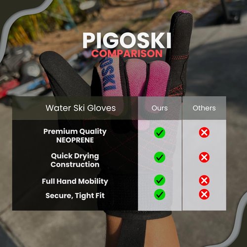 PIGOSKI Ultra Lightweight Water Ski Gloves UV Protection Kayaking Gloves Men Women Breathable Full Finger Neoprene with Anti-Slip Grip for Water Sports