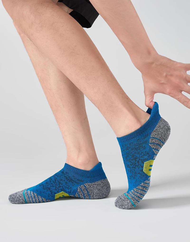 Mens Ankle Socks 6 Pairs - Lightweight Cushioned Athletic Socks with Arch Support (Multicolor) Variation of THIS listing
