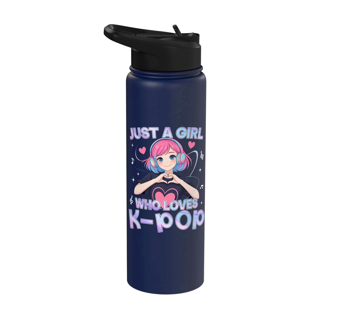 Just A Girl Who Loves K-Pop Cute Anime Kawaii Music Kpop Stainless Steel Insulated Water Bottle
