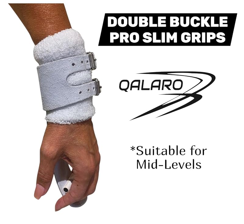 Double Buckle Pro Grips for Girls Gymnastics - Dowel Leather Bar Grips (Medium+) Variation 2