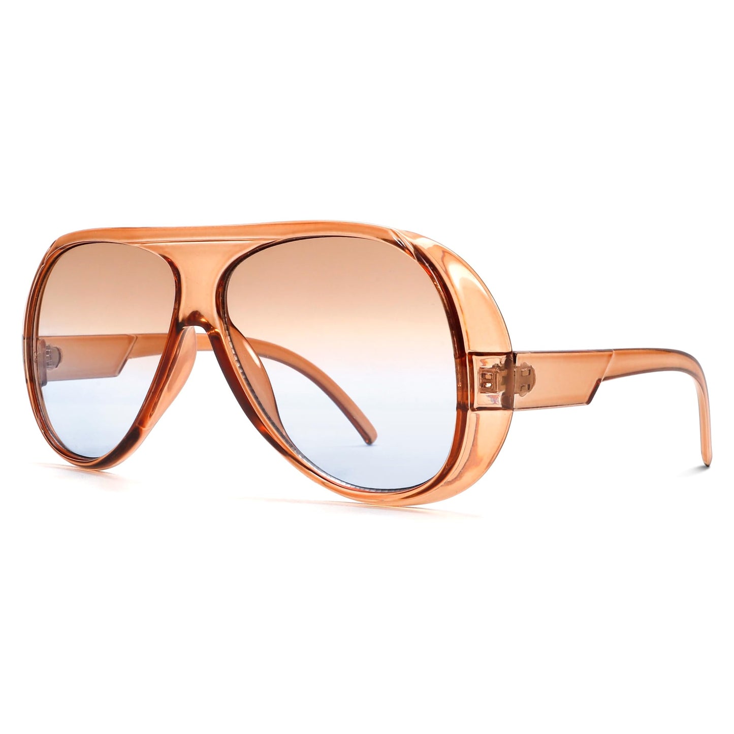 TYA Trendy Aviator Sunglasses for Women Men, Retro 70s Sun Glasses, Oversized glasses UV400 Blue Gradient Brown